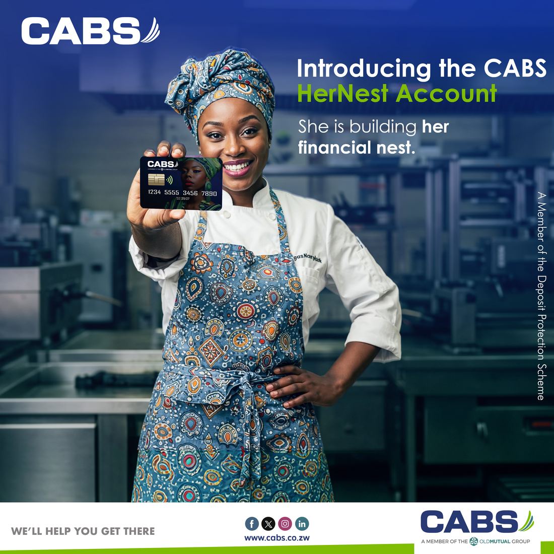 A chef holding the HerNest card