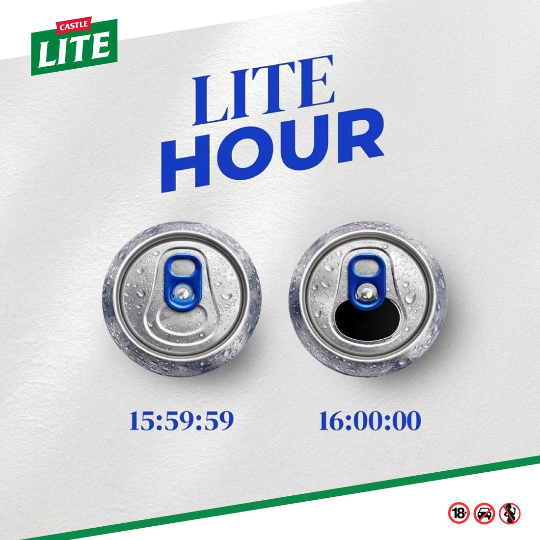 Castle Lite Lite Hour execution showing 15:59:59 turning to 16:00:00