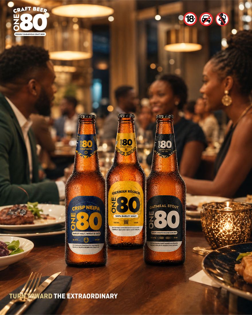 The three ONE80 bottles on a restaurant table