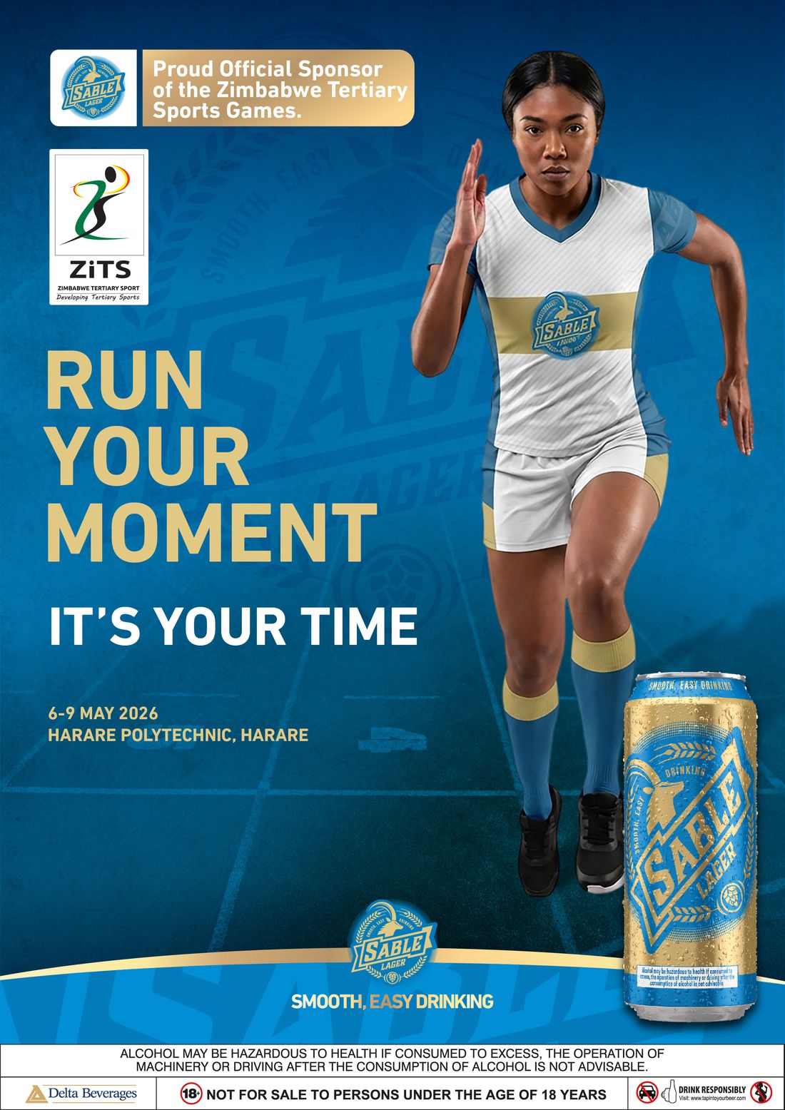 A sprinter at full stride — Run Your Moment
