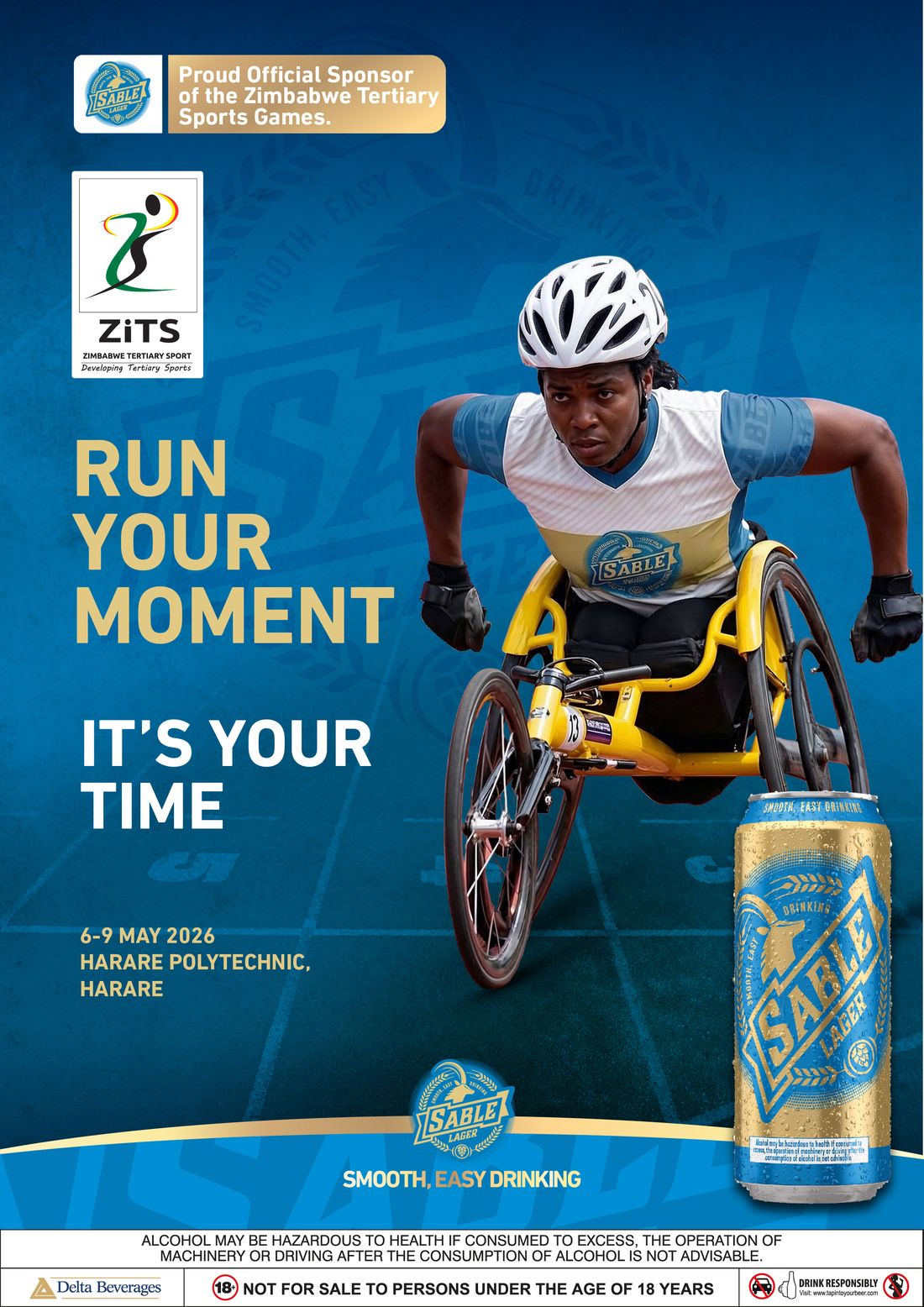 A wheelchair racer at speed — Run Your Moment