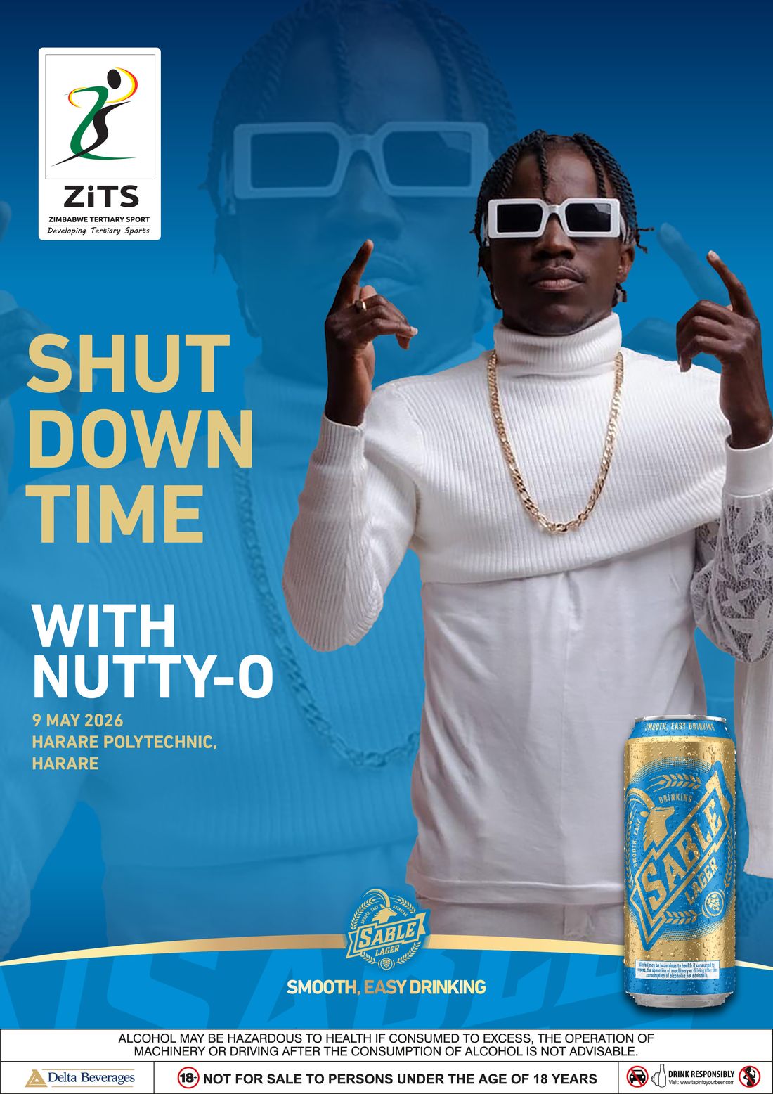 Nutty-O performance poster — Shut Down Time With Nutty-O, 9 May 2026