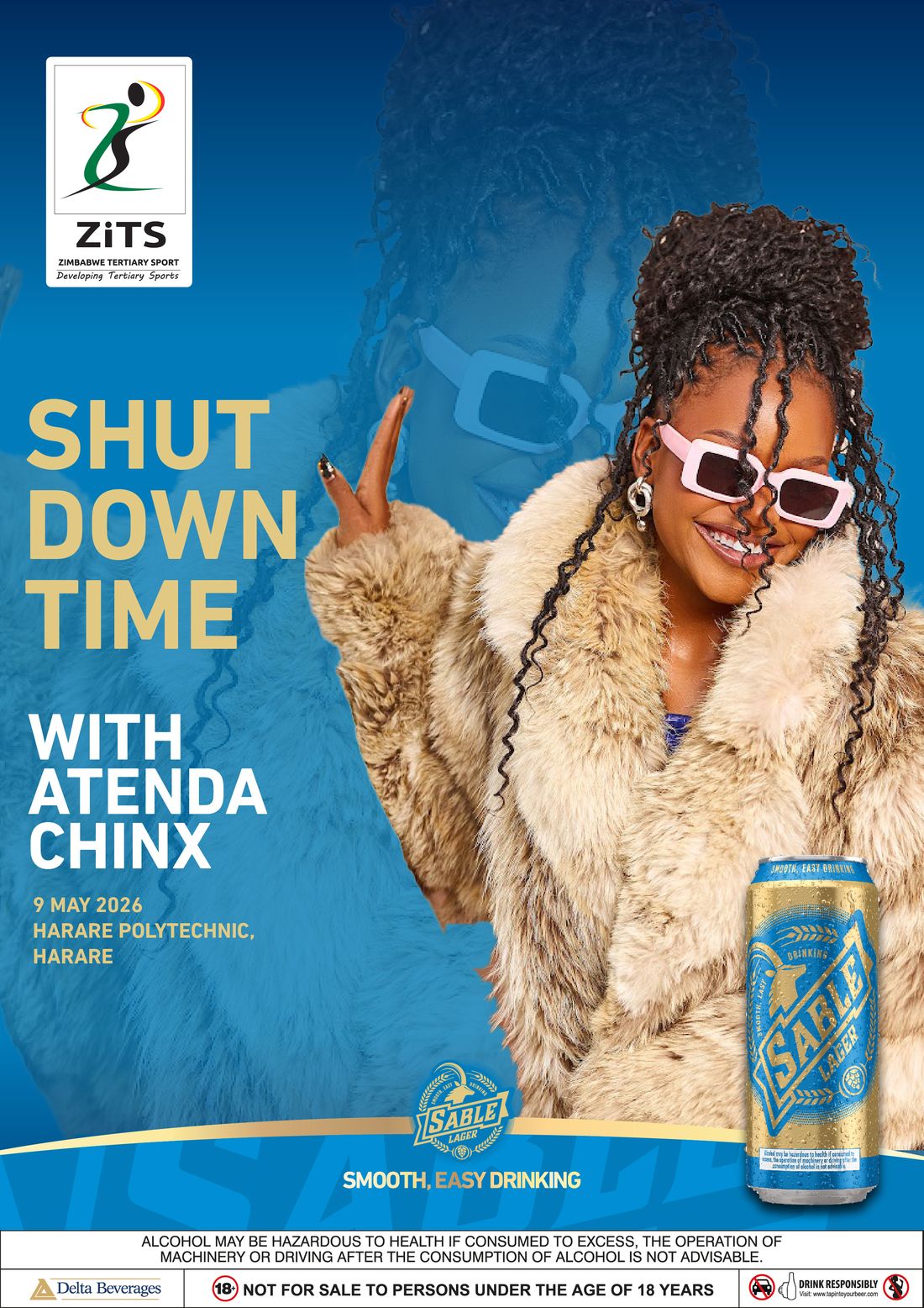 Atenda Chinx performance poster — Shut Down Time With Atenda Chinx, 9 May 2026